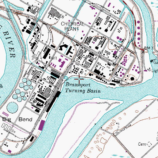 Topographic Map of Brazosport Turning Basin, TX