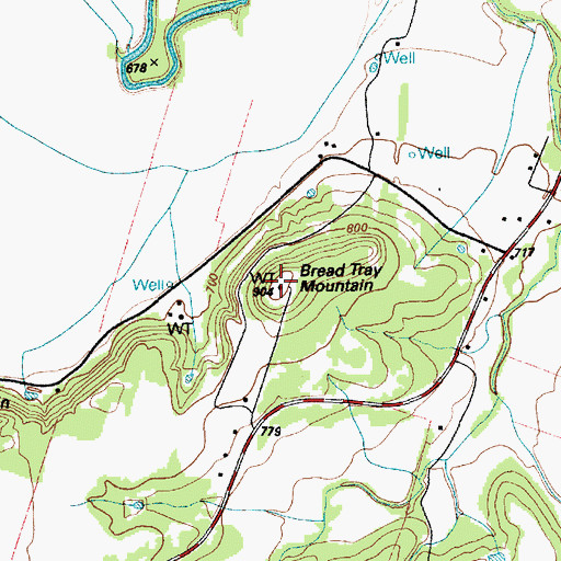 Topographic Map of Bread Tray Mountain, TX