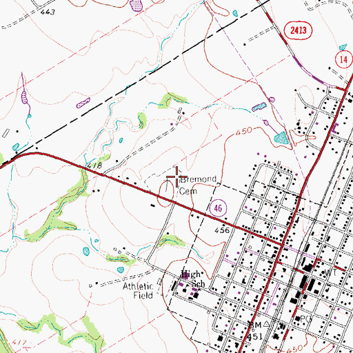 Topographic Map of Bremond Cemetery, TX