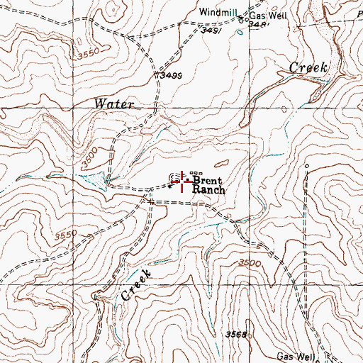 Topographic Map of Brent Ranch, TX