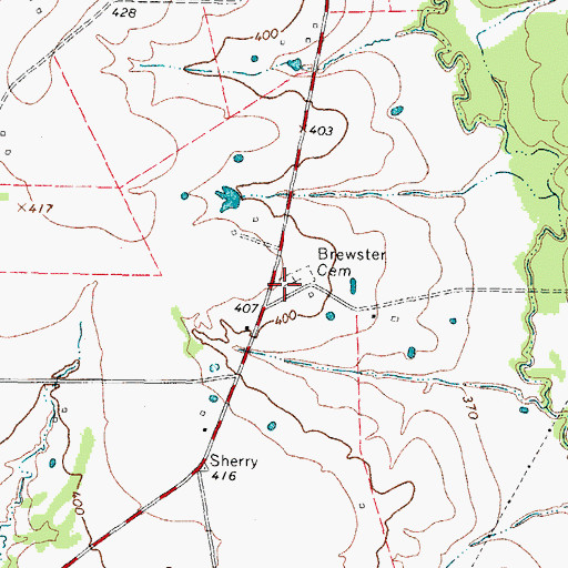 Topographic Map of Brewster Cemetery, TX