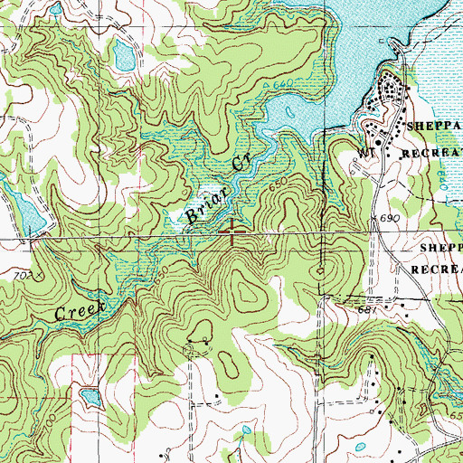 Topographic Map of Briar Creek, TX