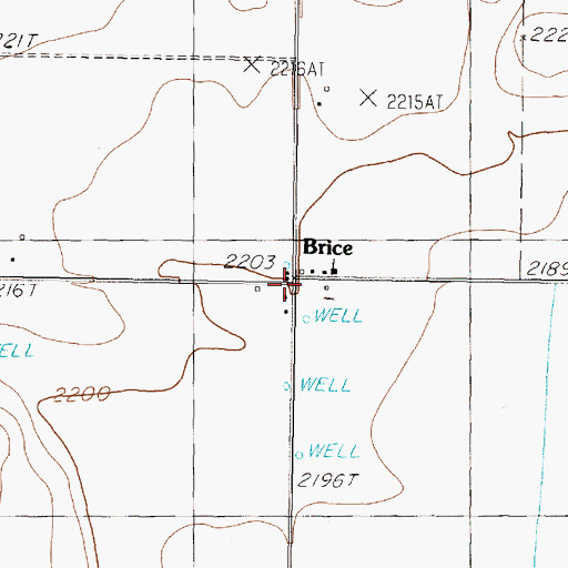 Topographic Map of Brice, TX