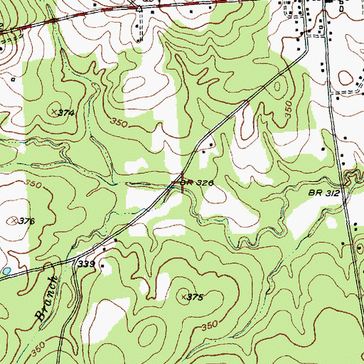 Topographic Map of Brice Spring Branch, TX