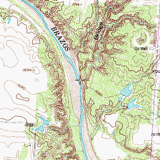 Topographic Map of Bridge Canyon, TX