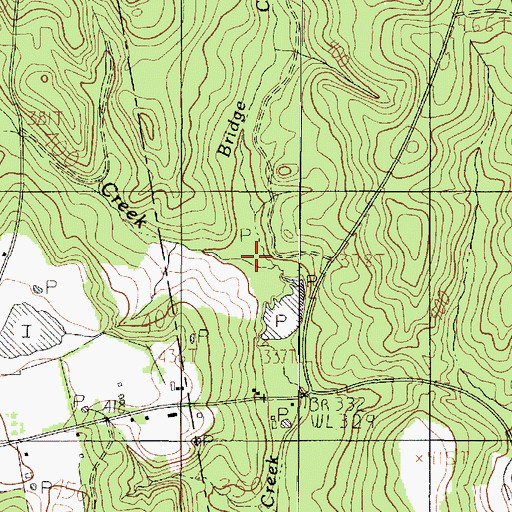 Topographic Map of Bridge Creek, TX