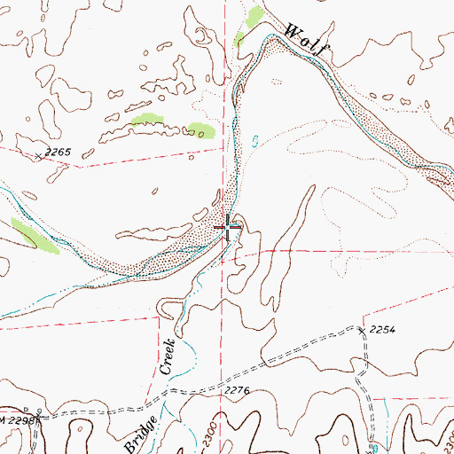 Topographic Map of Bridge Creek, TX