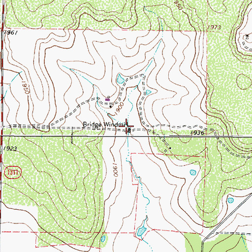 Topographic Map of Bridge Windmill, TX