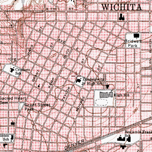 Topographic Map of Bridwell Park, TX