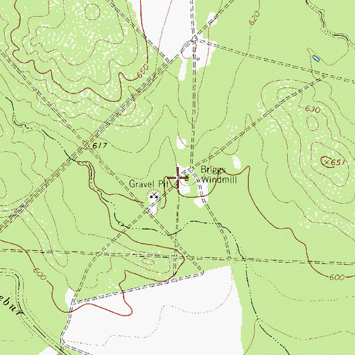 Topographic Map of Briggs Windmill, TX