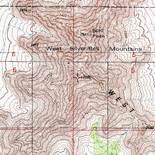 Topographic Map of West Silver Bell Mountains, AZ