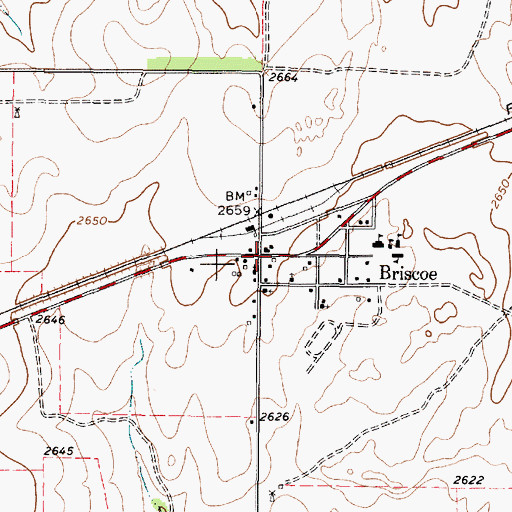 Topographic Map of Briscoe, TX