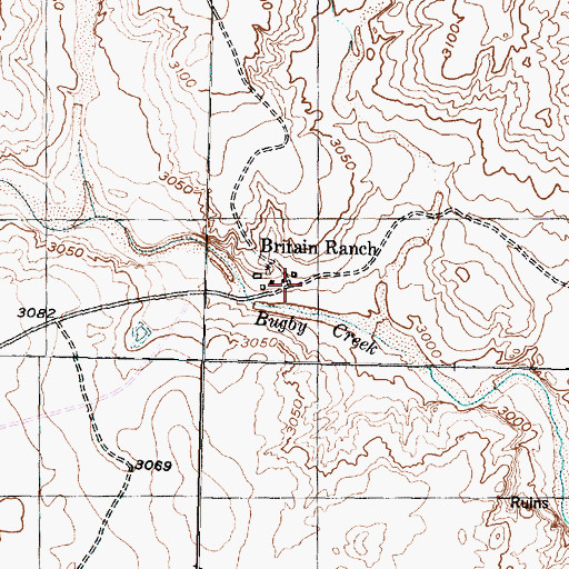 Topographic Map of Britain Ranch, TX