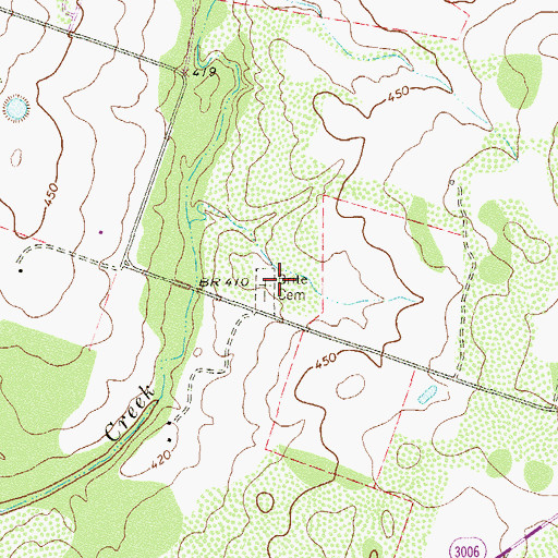 Topographic Map of Brite Cemetery, TX