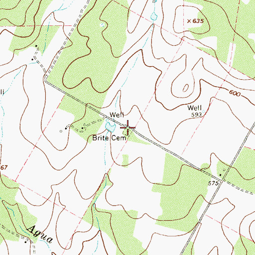 Topographic Map of Brite Cemetery, TX