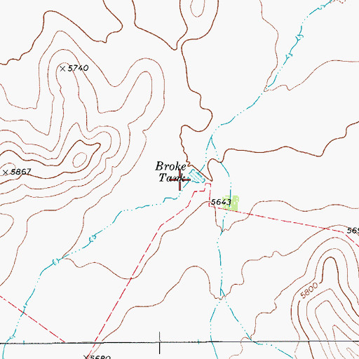 Topographic Map of Broke Tank, TX