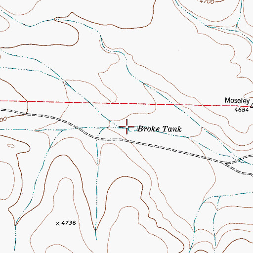 Topographic Map of Broke Tank, TX