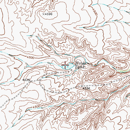 Topographic Map of Broke Tank, TX