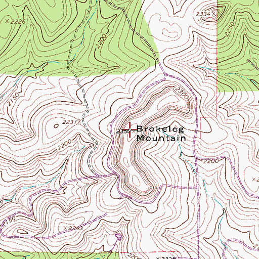 Topographic Map of Brokeleg Mountain, TX