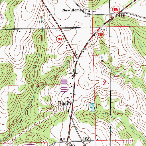 Topographic Map of Basin School, AL