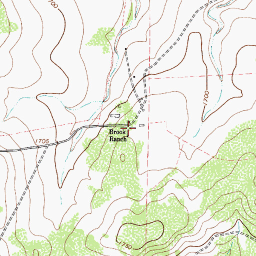 Topographic Map of Brook Ranch, TX