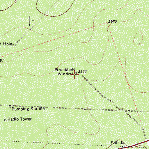 Topographic Map of Brookfield Windmill, TX