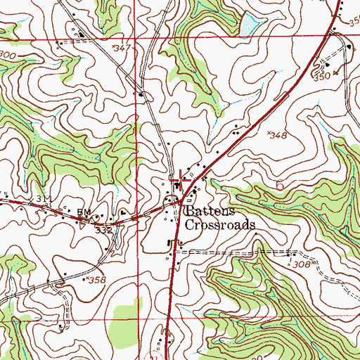 Topographic Map of Battens Church, AL