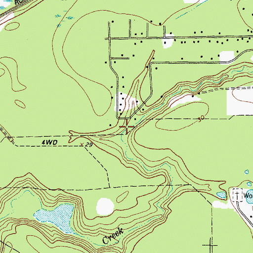 Topographic Map of Brooks Creek, TX