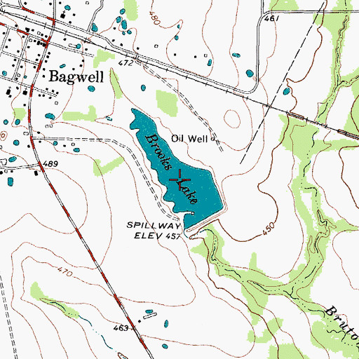 Topographic Map of Brooks Lake, TX