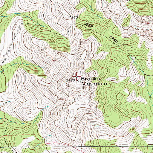 Topographic Map of Brooks Mountain, TX