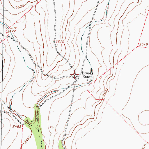 Topographic Map of Brooks Ranch, TX