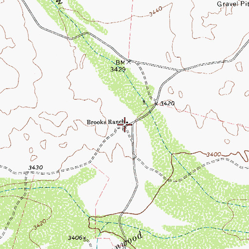 Topographic Map of Brooks Ranch, TX