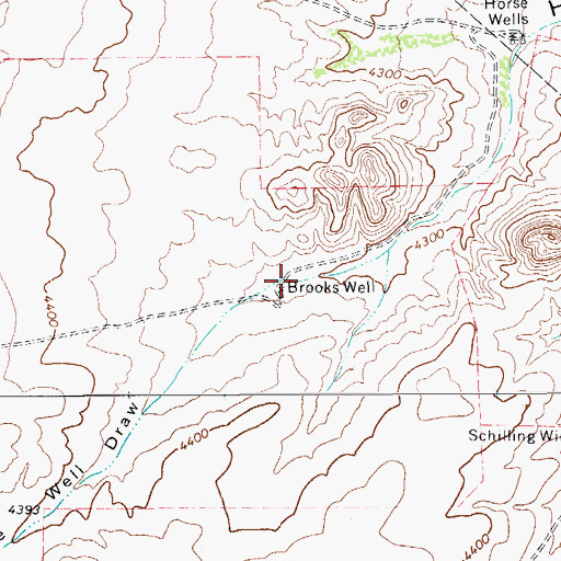 Topographic Map of Brooks Well, TX