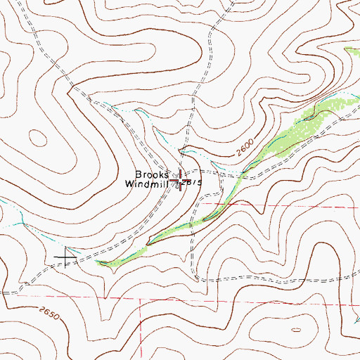 Topographic Map of Brooks Windmill, TX