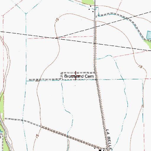 Topographic Map of Broussard Cemetery, TX