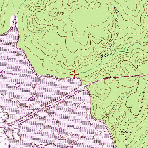 Topographic Map of Brown Branch, TX