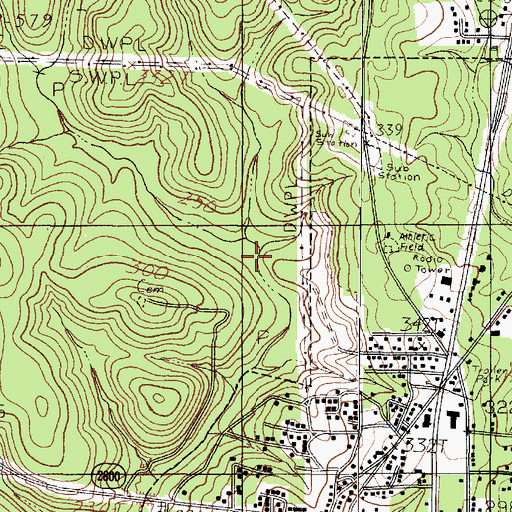 Topographic Map of Brown Branch, TX