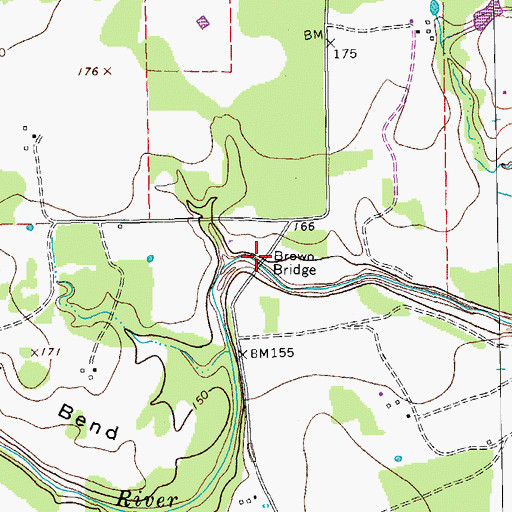 Topographic Map of Brown Bridge, TX