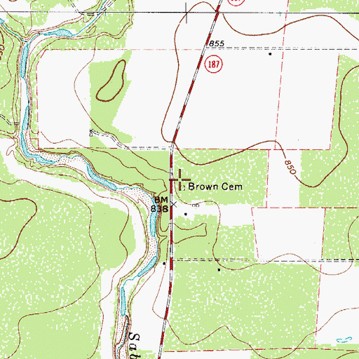 Topographic Map of Brown Cemetery, TX