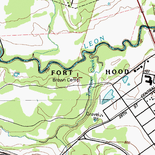 Topographic Map of Brown Cemetery, TX