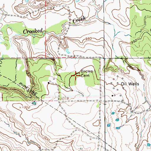 Topographic Map of Brown Cemetery, TX