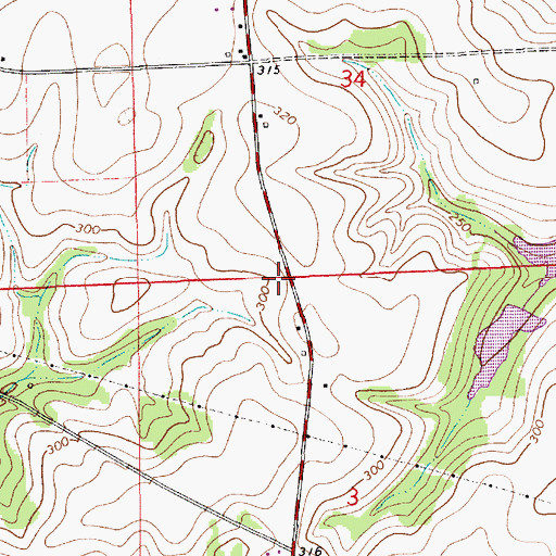 Topographic Map of Bills Branch, AL
