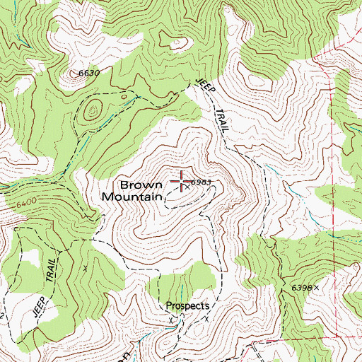 Topographic Map of Brown Mountain, TX