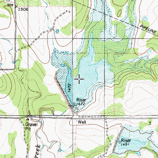 Topographic Map of Brown Mullin Watershed Reservoir Number Two, TX