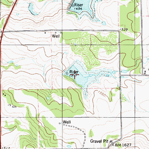 Topographic Map of Brown Mullin Watershed Reservoir Number Seven, TX