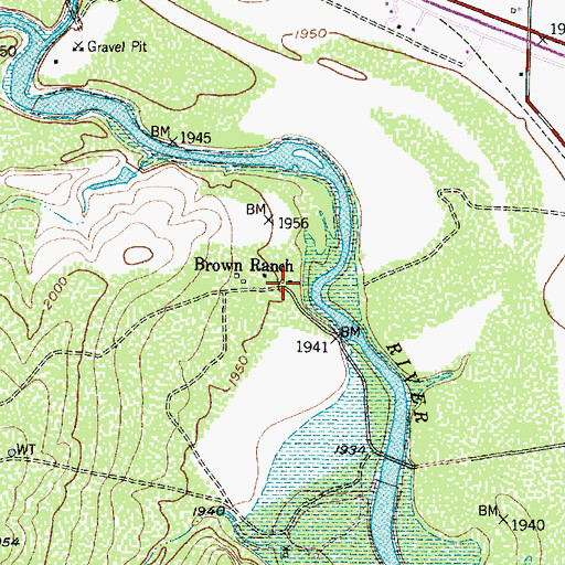 Topographic Map of Brown Ranch, TX