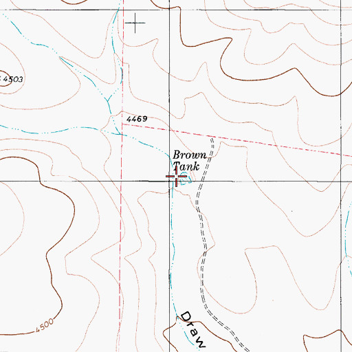 Topographic Map of Brown Tank, TX