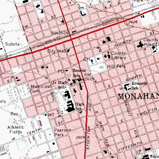 Topographic Map of Browne School, TX