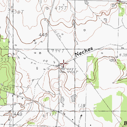 Topographic Map of Browning Creek, TX