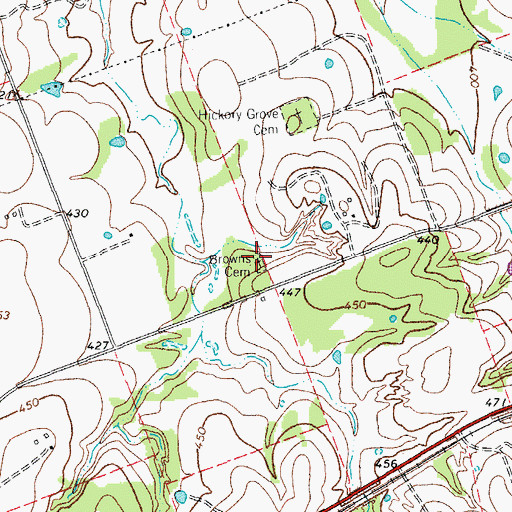 Topographic Map of Browns Cemetery, TX